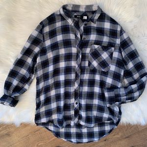 Urban Outfitters BDG Black Blue Multicolor Plaid Button Down Top Womens Small